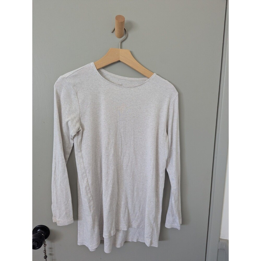 J. Jill Pima Crew Neck Long Sleeve Tee Women Small Petite White 100% Cotton